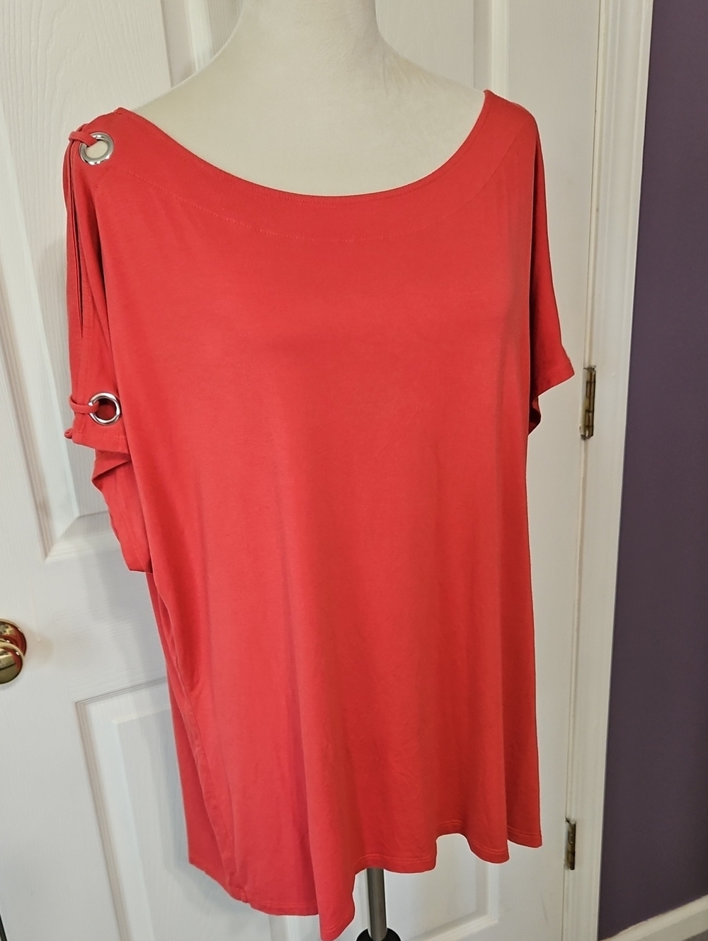 Cable and Gauge Cold Shoulder Knit Top